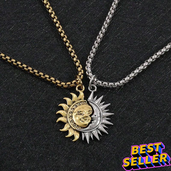 Celestial Sun and Moon Pendant Necklace